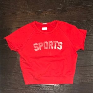 MOTHER Tops - Mother Red Raw Sleeve Square Sports MOTHER Tops - Mother Red Raw Sleeve Square Sports